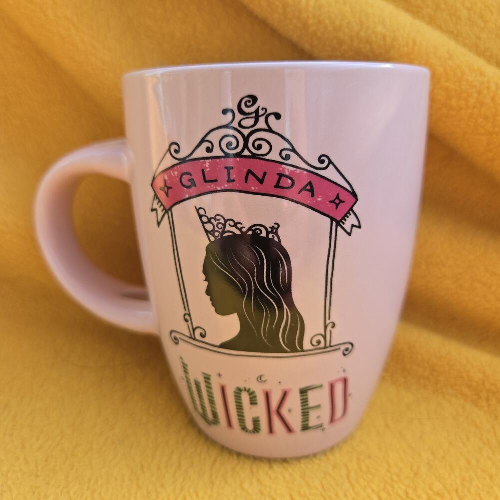 Wicked Glinda the Good Witch Coffee Mug 12oz Pink Broadway Culturefly, No Spoon